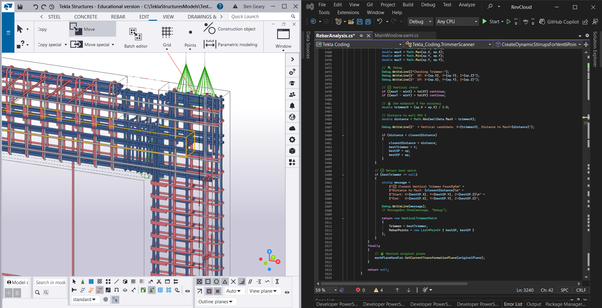 Tekla Structures · View 2 — Section